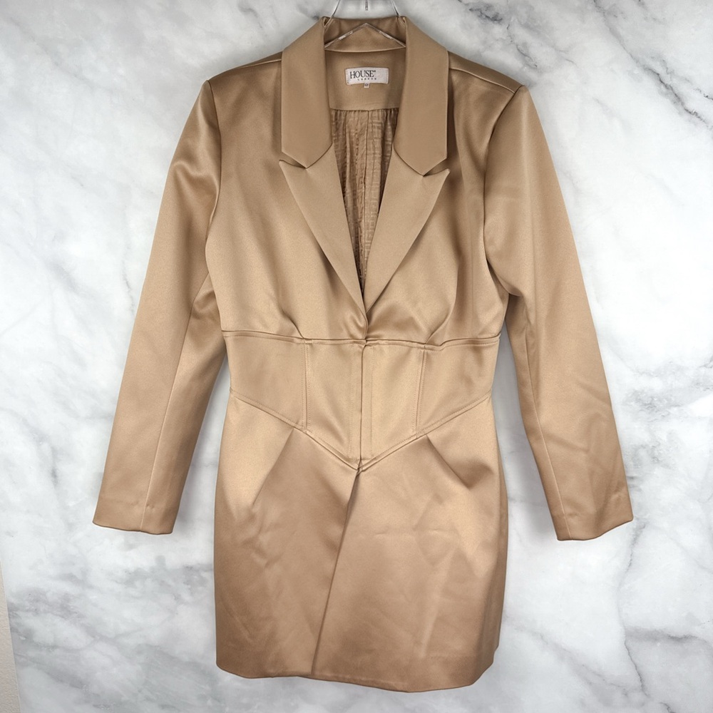 House of CB Allonia Corset Blazer Jacket Long Sleeved Dress Sexy Retro Glam L+